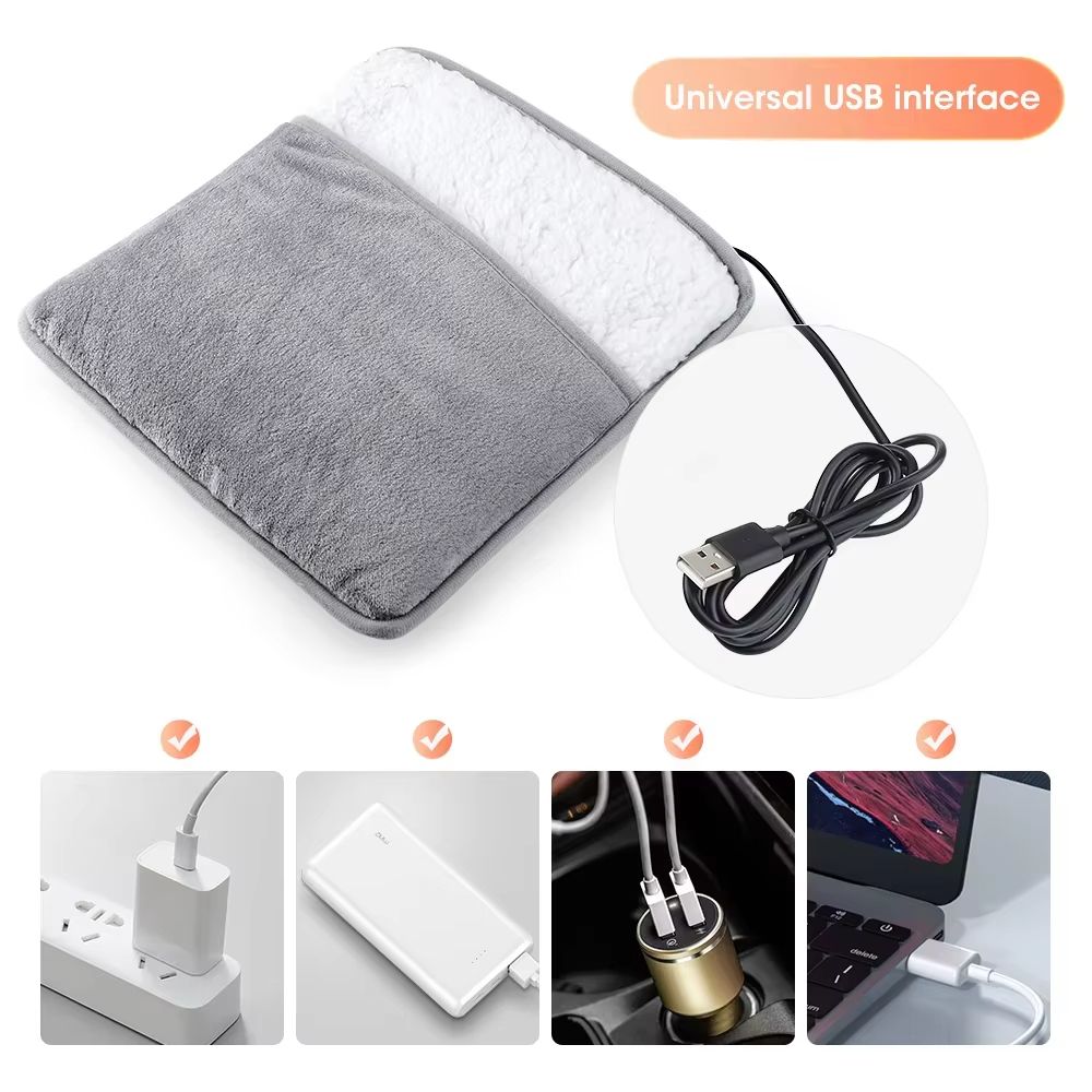 USB Electric Heated Foot Warming Pad Soft Plush Washable Foot Warmer Heater Mat