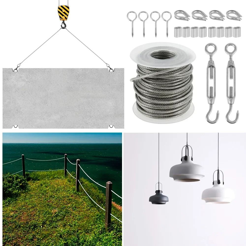 Stainless Steel Cable Rope Kit Heavy Duty PVC Coated Garden Wire Cable Roll