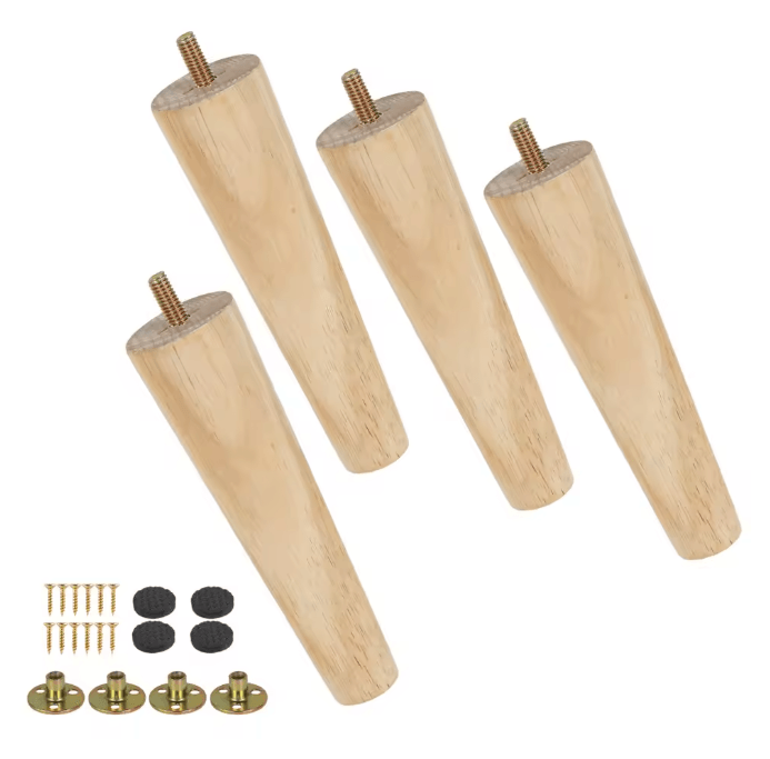 WoodRise Solid Wood Furniture Legs Table and Cabinet Replacement Feet Set