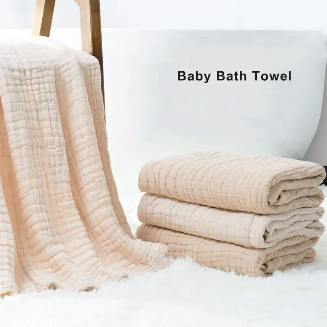 Pure Cotton 6 Layer Bubble Baby Bath Towel 105x105cm Kids Swaddle Wrap and Muslin Bedding