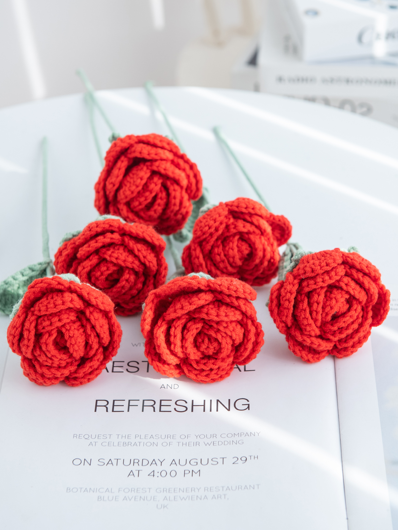Artificial Handmade Crochet Rose, Wedding Bridal Bouquet, Outdoor Garden Arch, DIY Gift Box, Home Bonsai, Party Decor