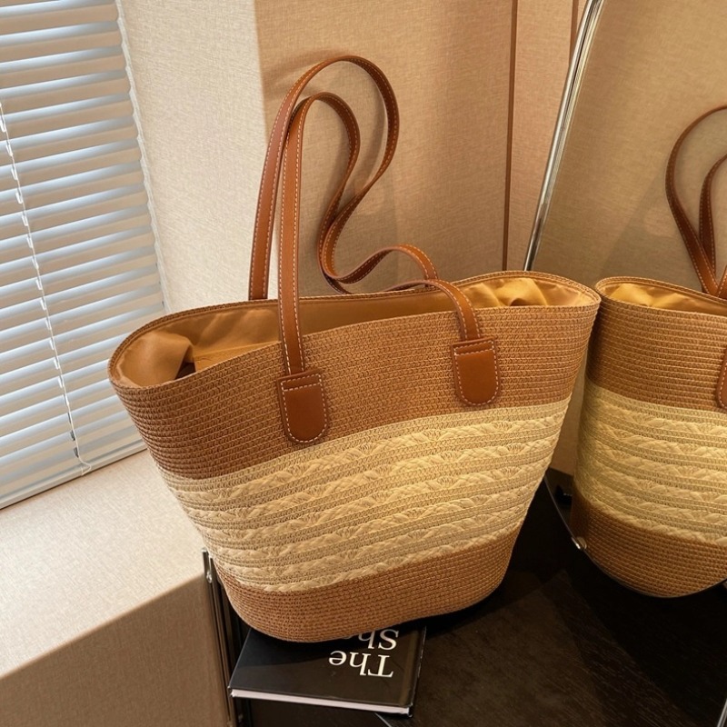 Large Capacity Straw Beach Bag Women Summer Travel Shoulder Tote