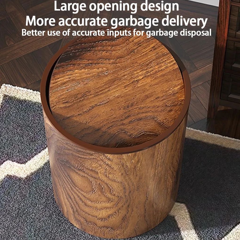 Imitation Wood Trash Can with Swing Lid