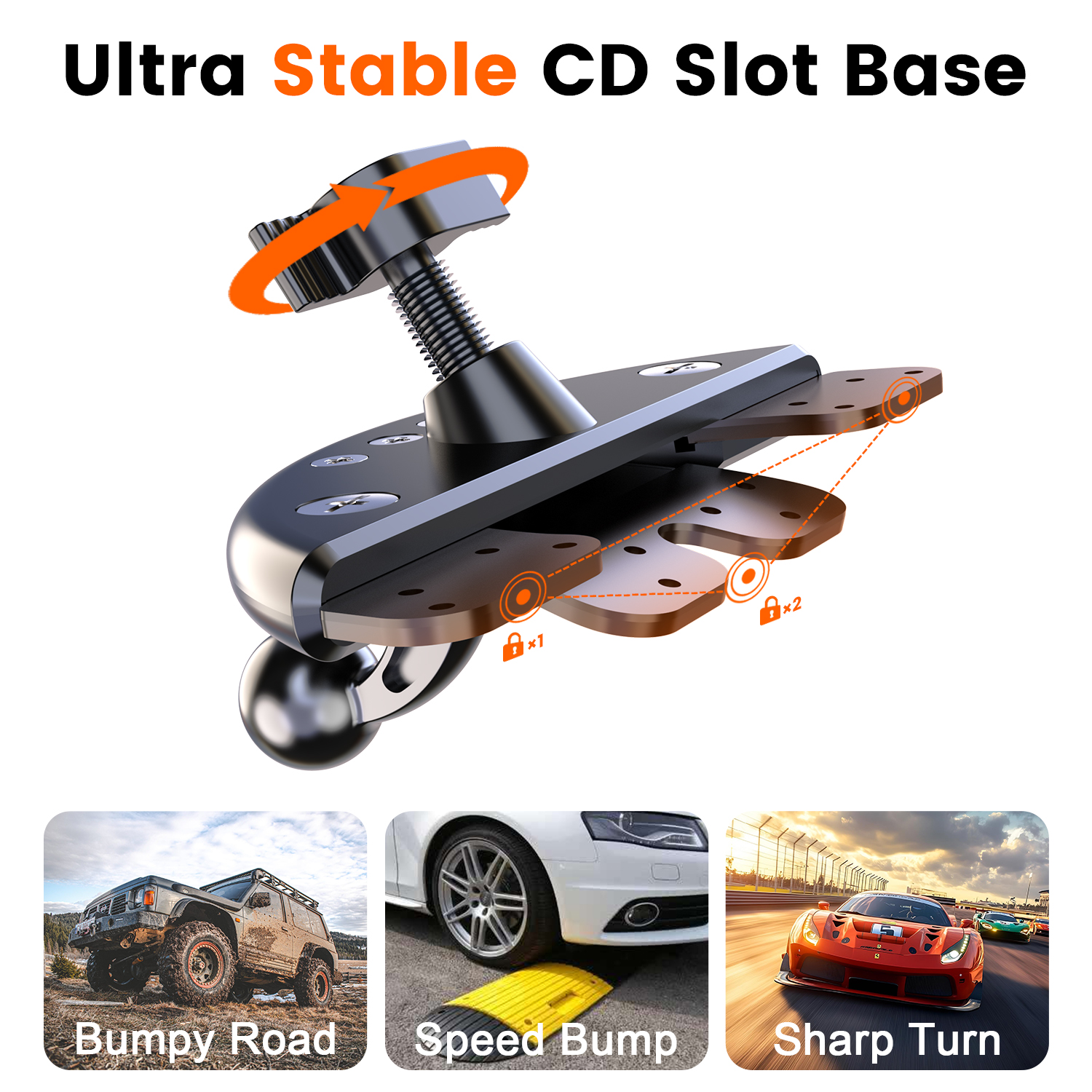 Sturdy CD Slot Phone Mount with One Hand Operation Design, Compatible with All Smartphone Mobile