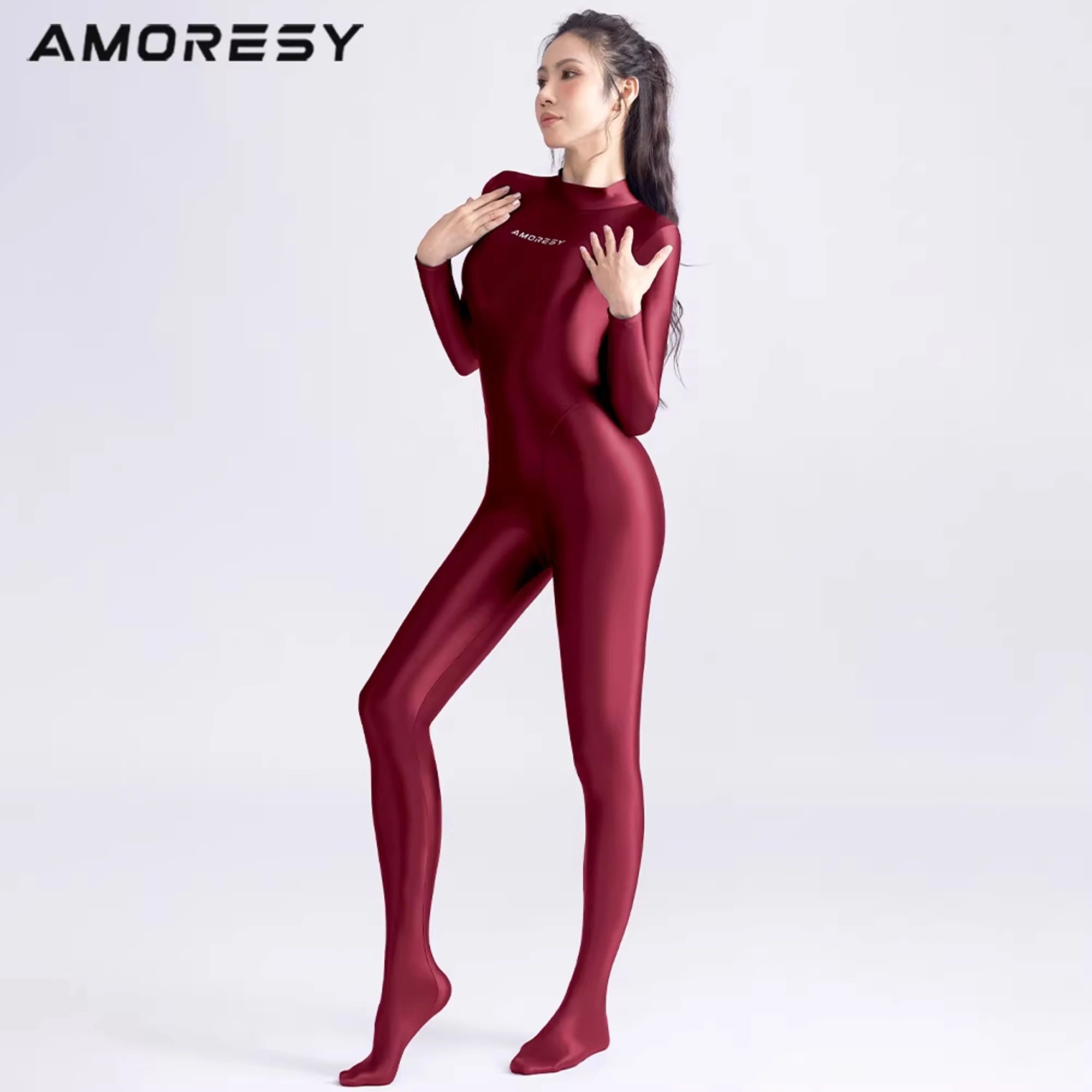 Satin Full Body Yoga Jumpsuit Long Sleeve
