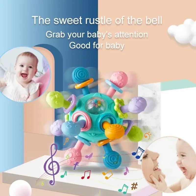 Rotating Baby Rattle Teether  Sensory Development Toy for Infants