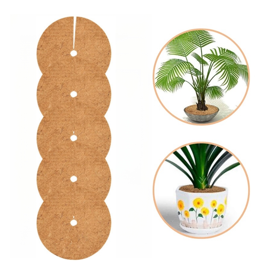 Eco-Friendly Natural Coco Coir Fiber Tree Mulch Ring Protector Organic Weed Barrier Mat Anti-Grass Disc Flower Pot Cover