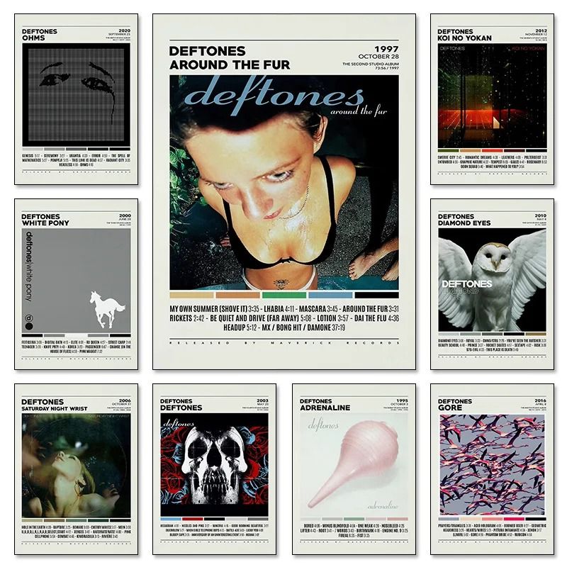 Deftones Album Cover Canvas Art – Around the Fur & Saturday Night Wrist – Band Poster Music Decor