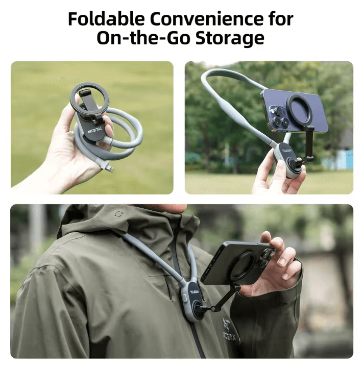 Magnetic Neck Phone Holder with Quick Release Silicone Mount