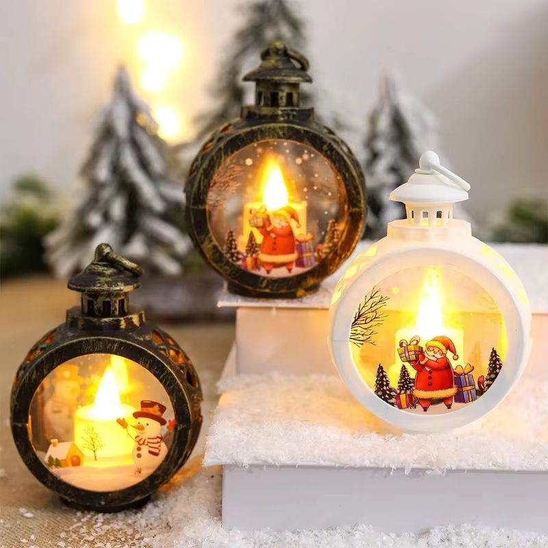 LED Christmas Wind Light Lantern Round Merry Christmas Home Decoration