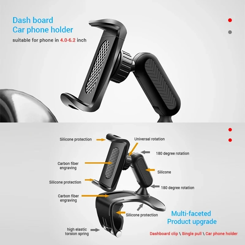 Adjustable Car Phone Holder Degree Rotation Sun Visor Mount for Rear View Mirror Support
