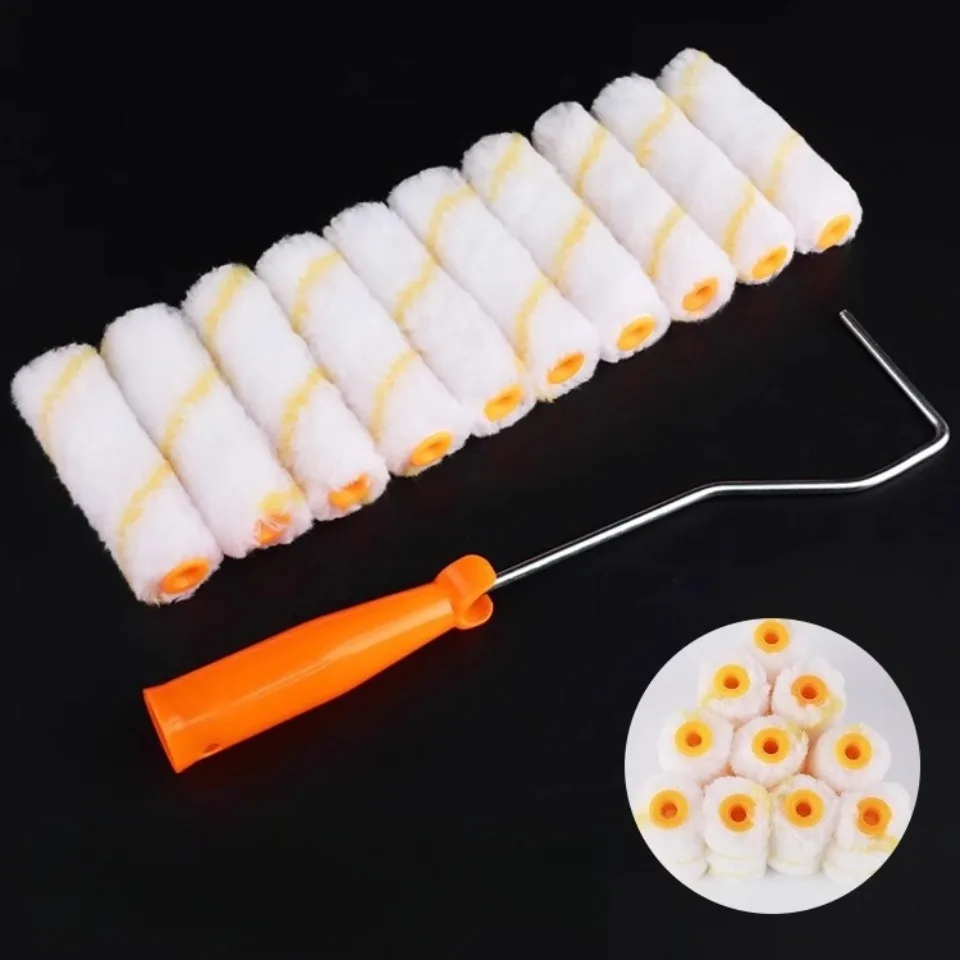 Small Corner Paint Roller Kit, Core Small Roller Bracket & Lint-Free Polyester Blend Cover for Smooth Wall Painting