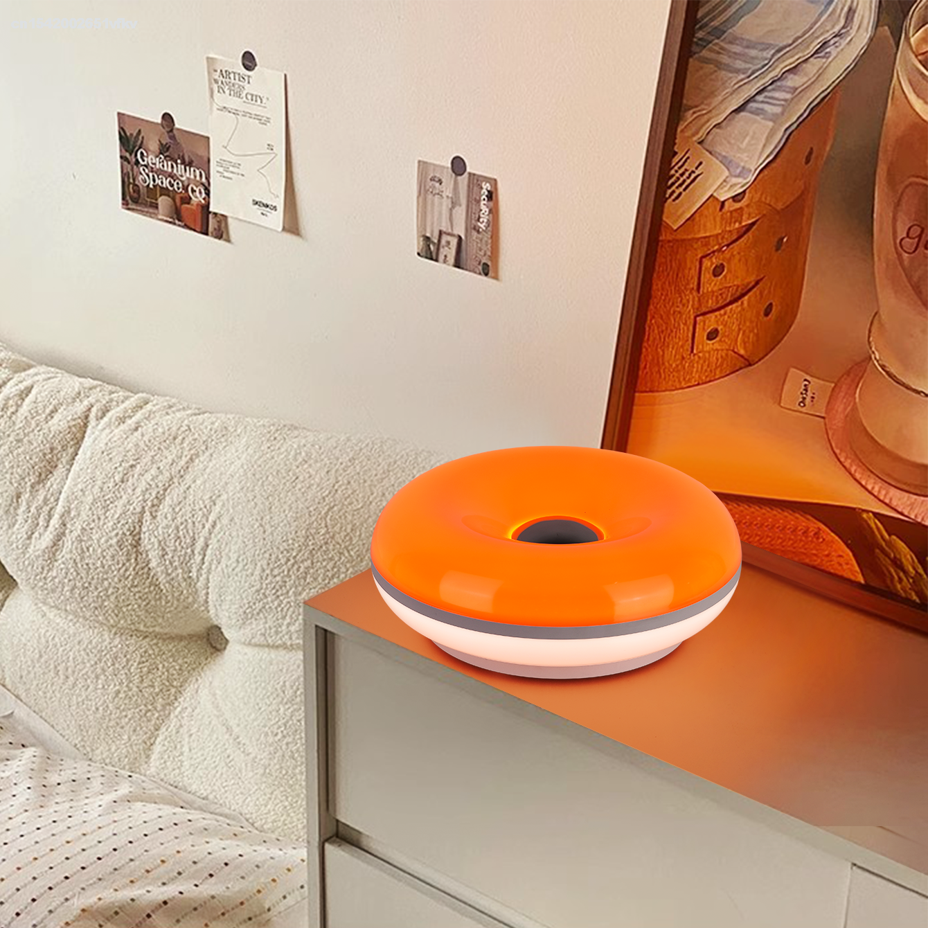 USB Plug Table Lamp, Bedroom Bedside Lamp, Donut Ambient Light for Living Room, Dining Room Decoration