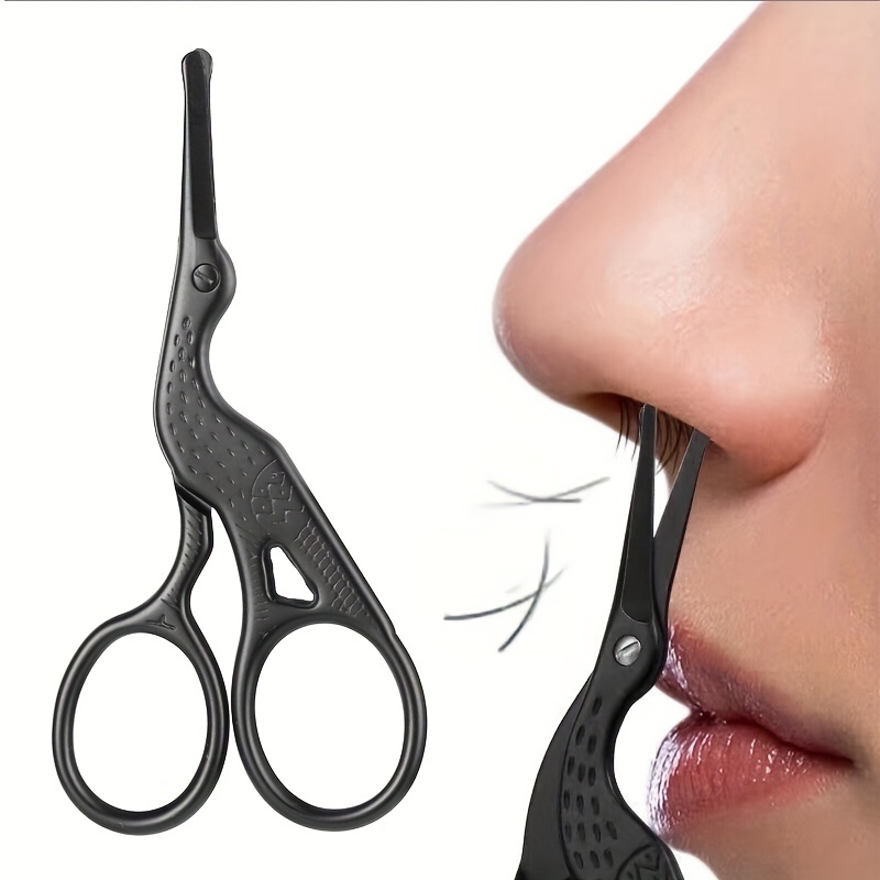 Stainless Steel Round Head Nose Hair Scissors Stork Type Beauty Scissors for Eyebrows Beard Ear and Nose Hair