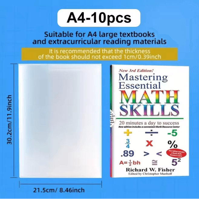 ClearGuard Waterproof Book Covers Transparent Self Adhesive Protective Sleeves 10 Pack