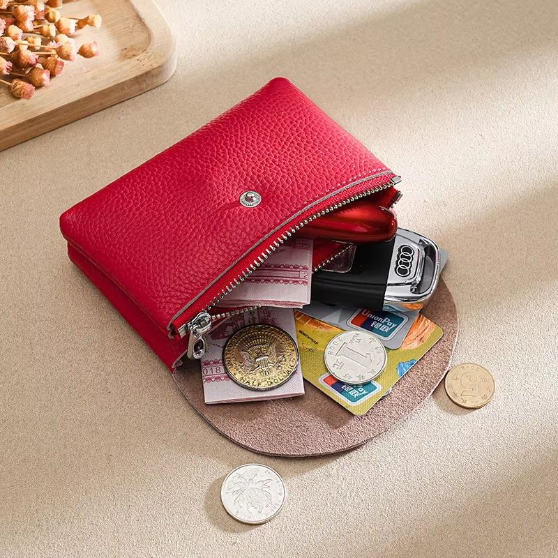 Custom Name PU Leather Coin Purse Card Holder Zipper Wallet with Engraved Initials