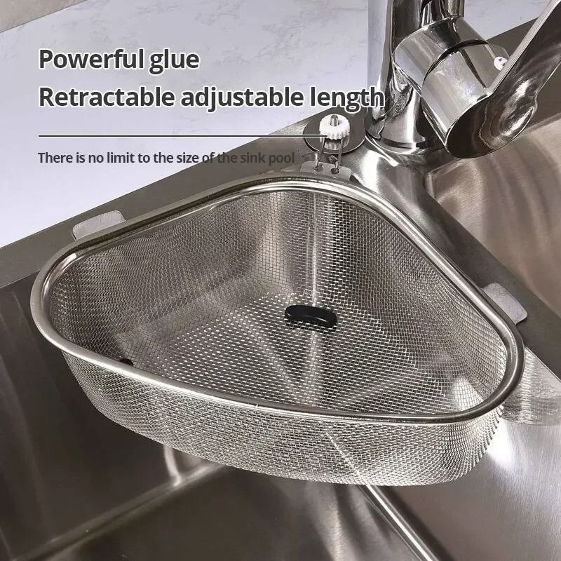 Stainless Steel Sink Triangle Drain Basket Kitchen Residue Filter