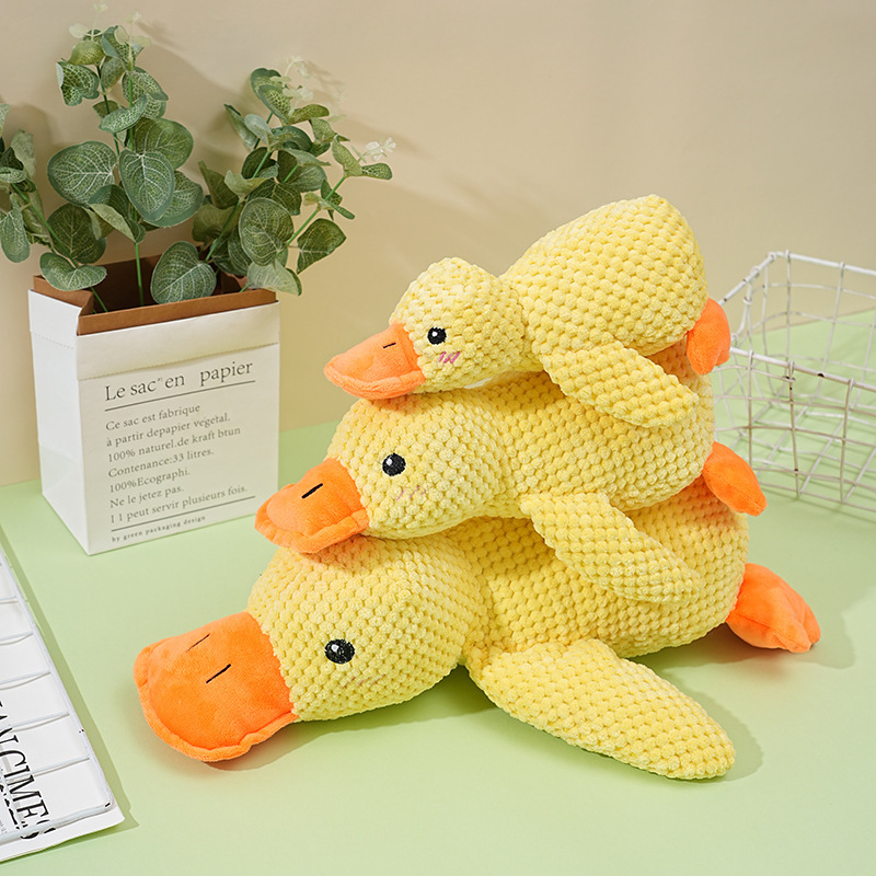 Adorable Dog Toy Plush Toy Sleeping Duck Bite Resistant Chew Companion with Sound Relief for Teeth Grinding & Anxiety