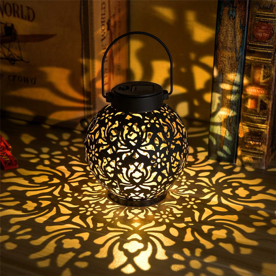 Solar Hanging Garden Lantern Waterproof LED Projection Light for Outdoor Decor