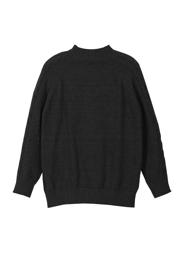 Cozy Plus Size High Neck Sweater Ribbed Knit Long Sleeve Winter Pullover