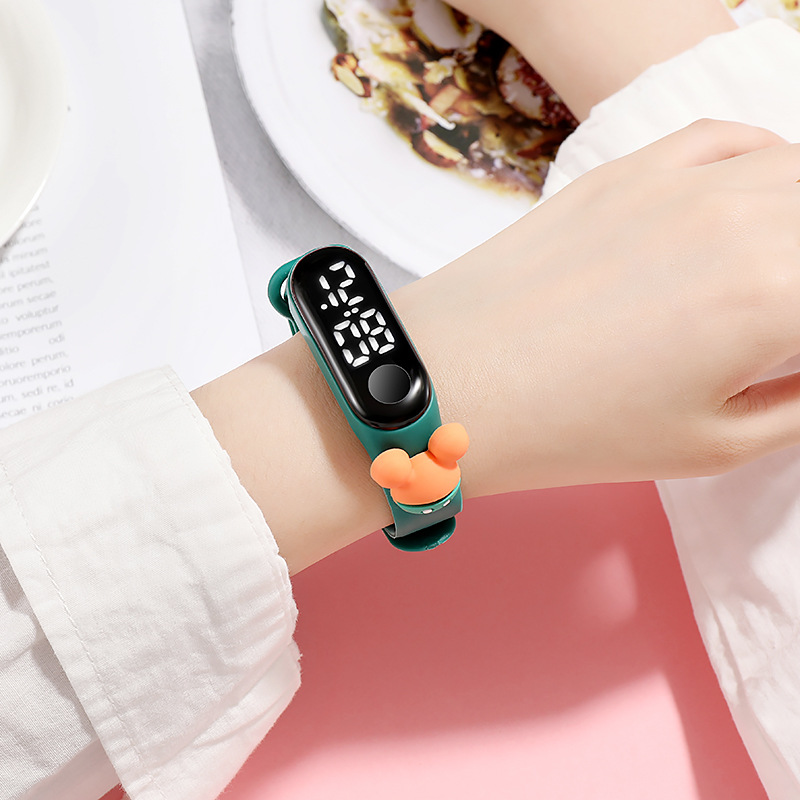 Fashion Mickey LED Childrens Watch for Girls Waterproof Sports Touch Screen Bracelet with Spiderman Doll Design