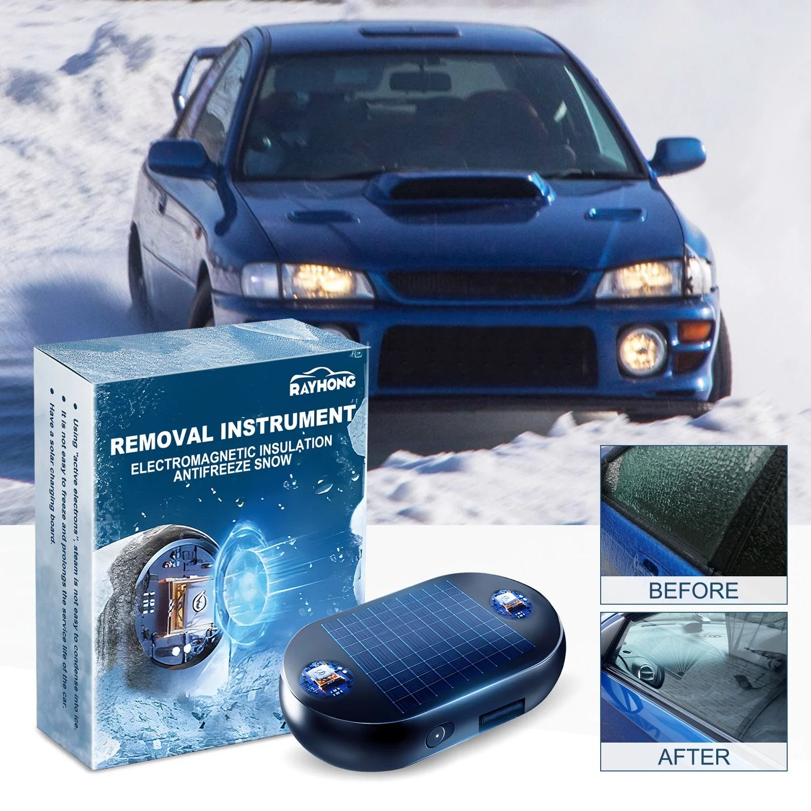 Car Windshield Snow Removal and Defroster Solar Powered Antifreeze Device