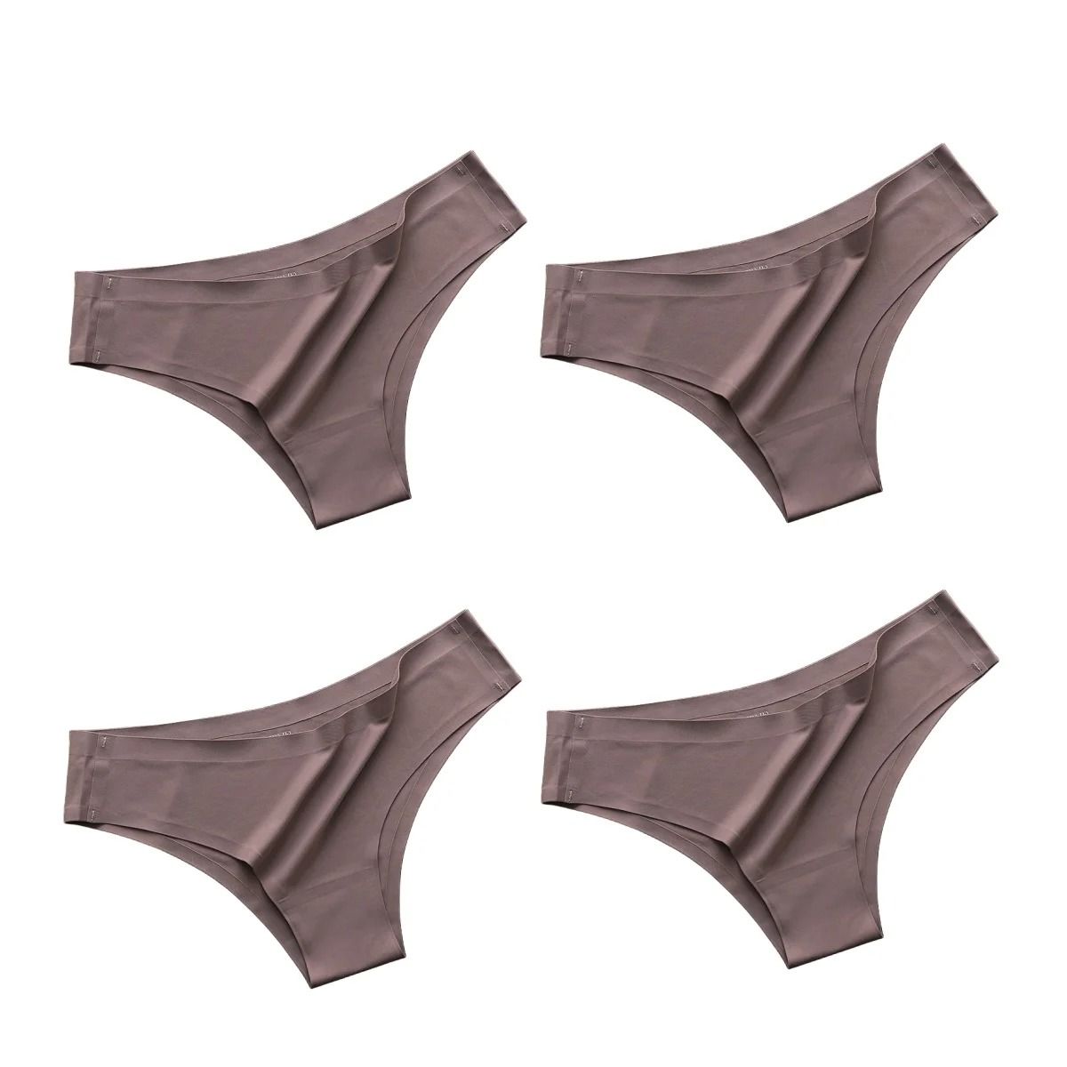 Seamless Ice Silk Low Waist Thong Panties Set of 4
