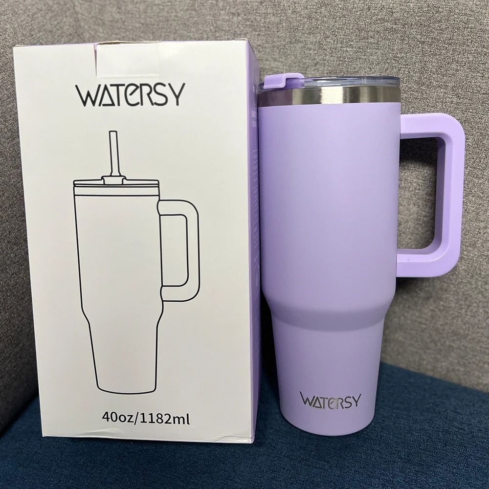Insulated Stainless Steel Tumbler with Handle and Straw, Large Capacity