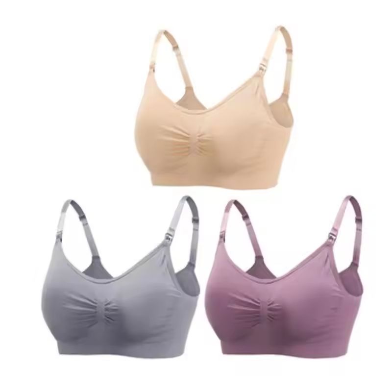 3pcs Maternity Nursing Bras Seamless Cotton Breastfeeding Underwear