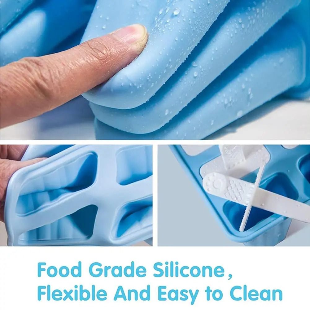 6 Grid Silicone Ice Cream Mold Reusable DIY Ice Cream Mold with Sticks