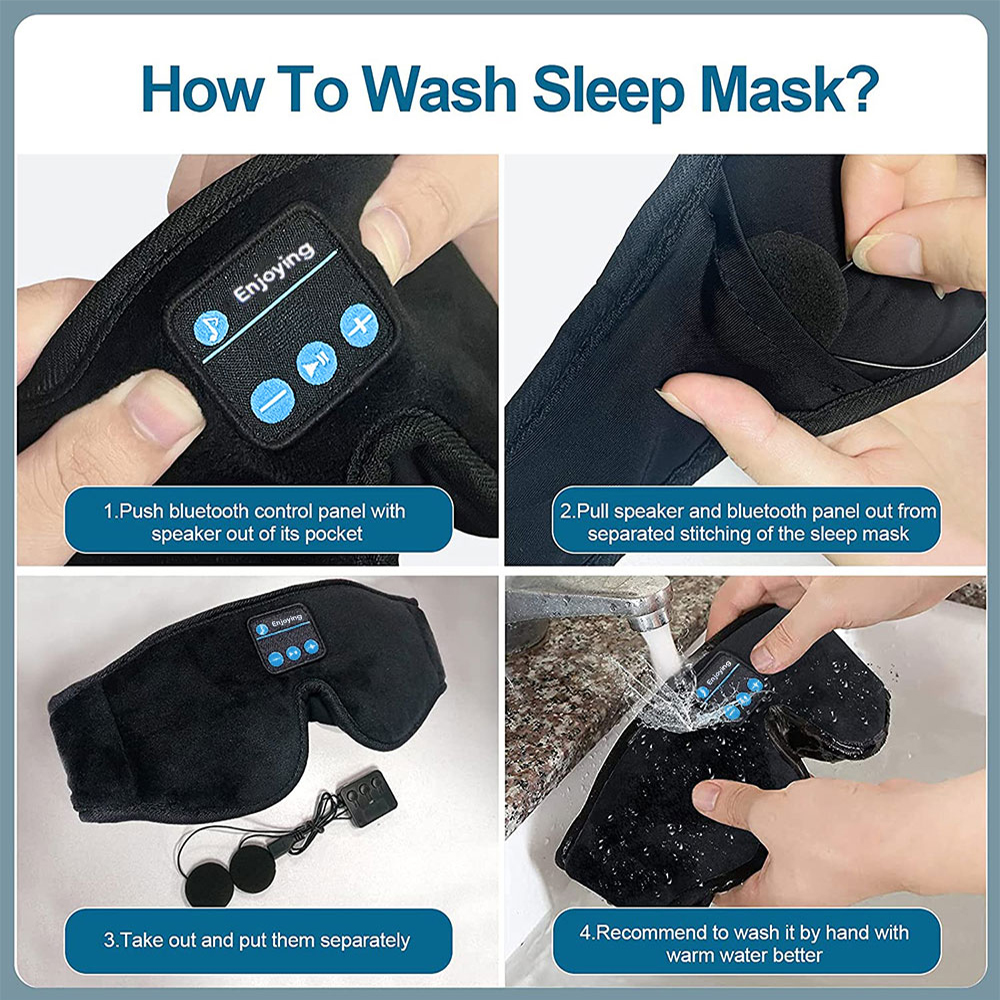 Bluetooth Sleep Mask Headphones, Eye Mask with HD Speakers, Music Play Sleeping Headphones