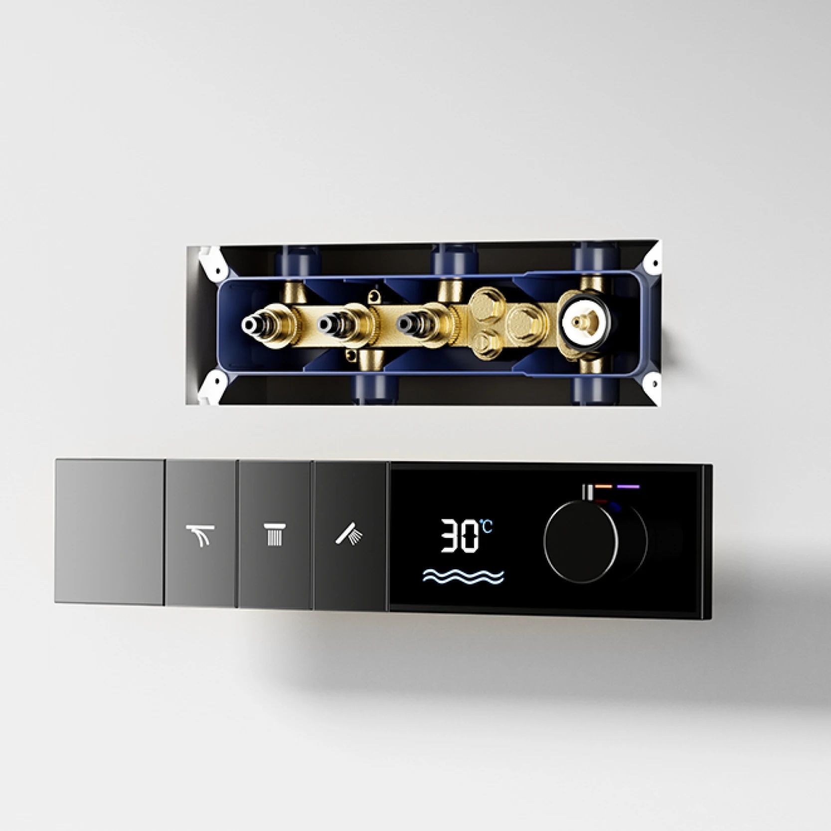 Luxury Thermostatic LED Shower System with Ceiling Waterfall & 3 Spray Modes