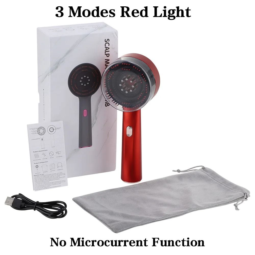 Electric Microcurrent Hair Massage Comb with Red Light Therapy and Scalp Kneading Function