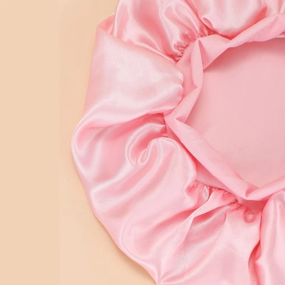Women Satin Shower Cap Wide Brim Bonnet