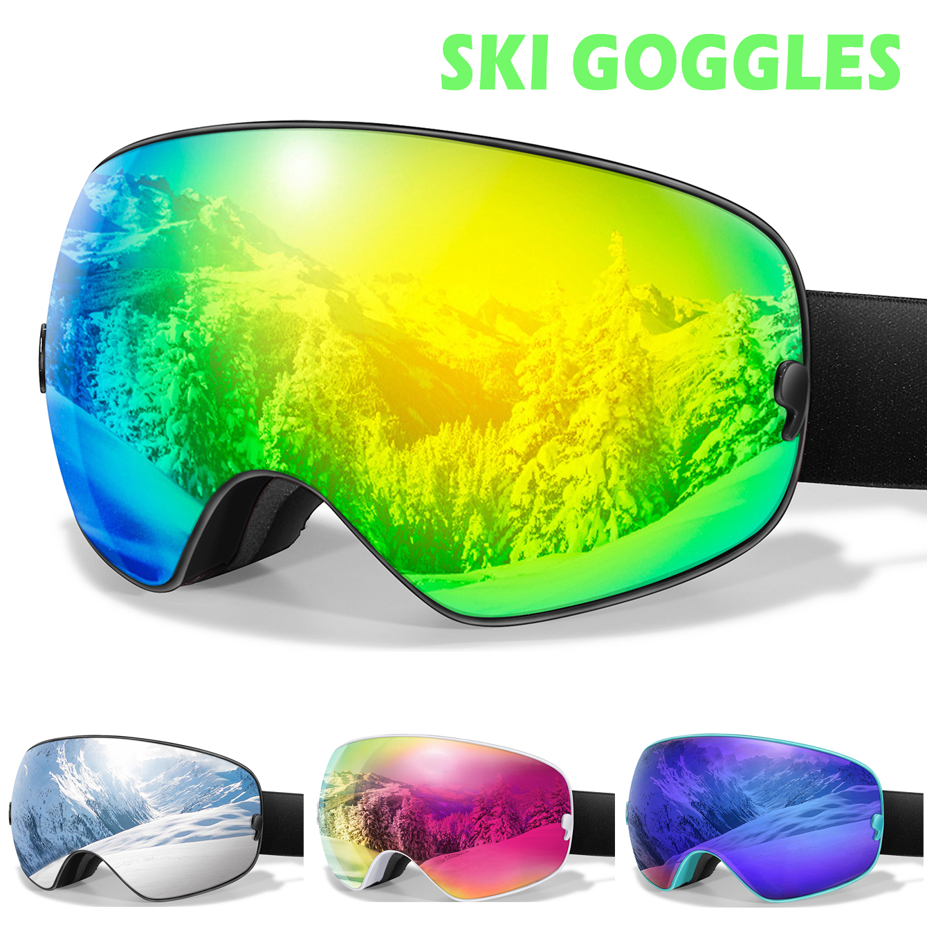 Anti Fog Ski Goggles with UV Protection for Men and Women Snowboard Snow Glasses