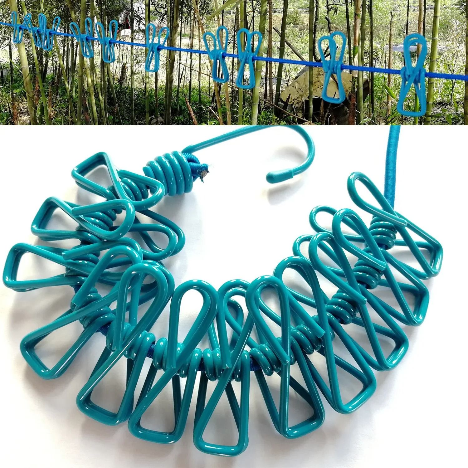 Elastic Windproof Clothesline and High-Performance 12-Clip Portable Drying System