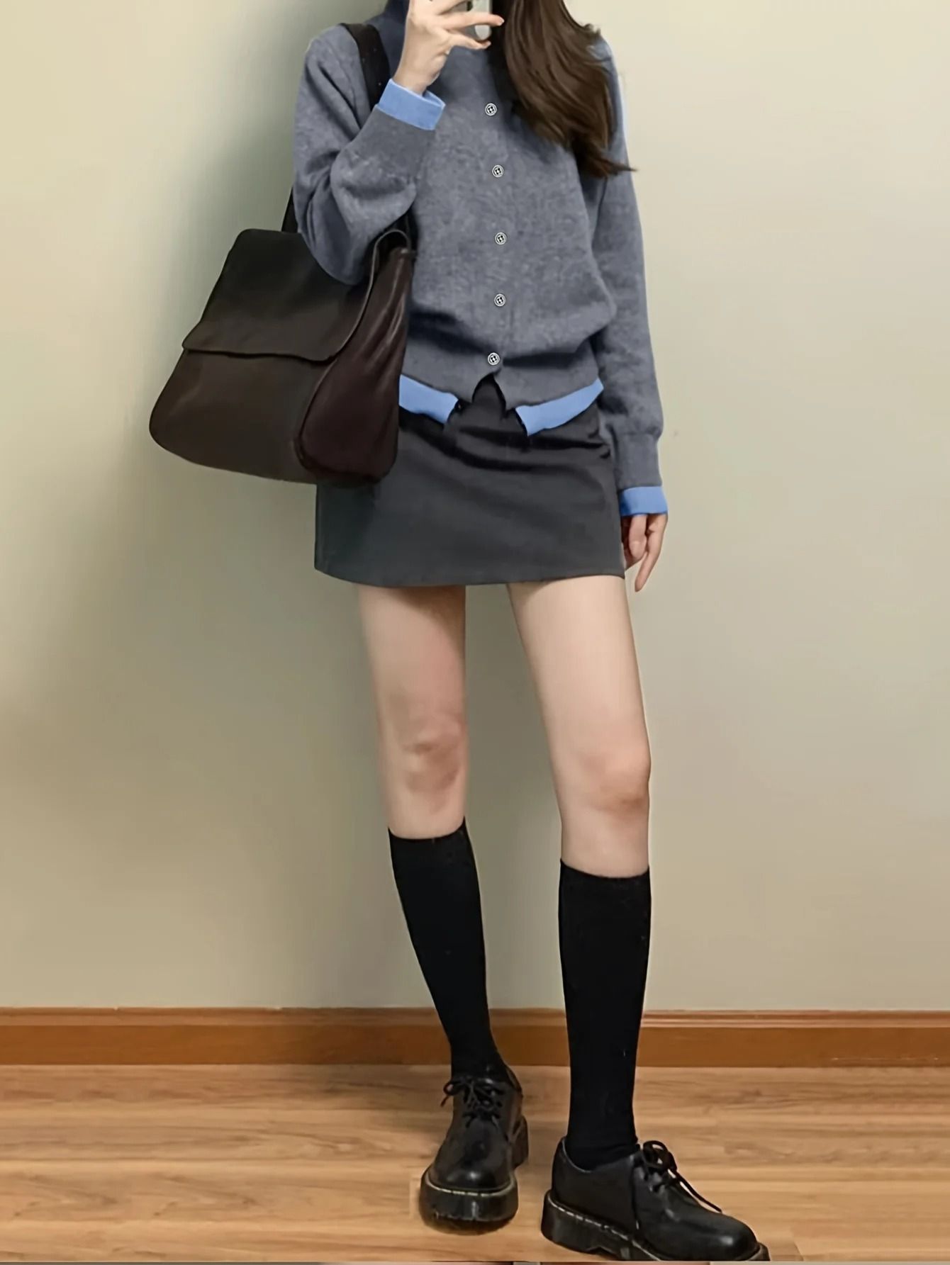 Autumn and Winter Fashion Womans Gray Soft Knitted Sweater – Casual Versatile Button-Up Cardigan Jacket
