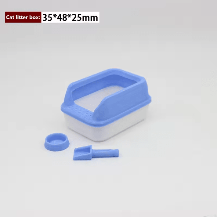 Mini 1 12 Dollhouse Cat Litter Box Set with Shovel – Realistic DIY Pet Accessory Kit