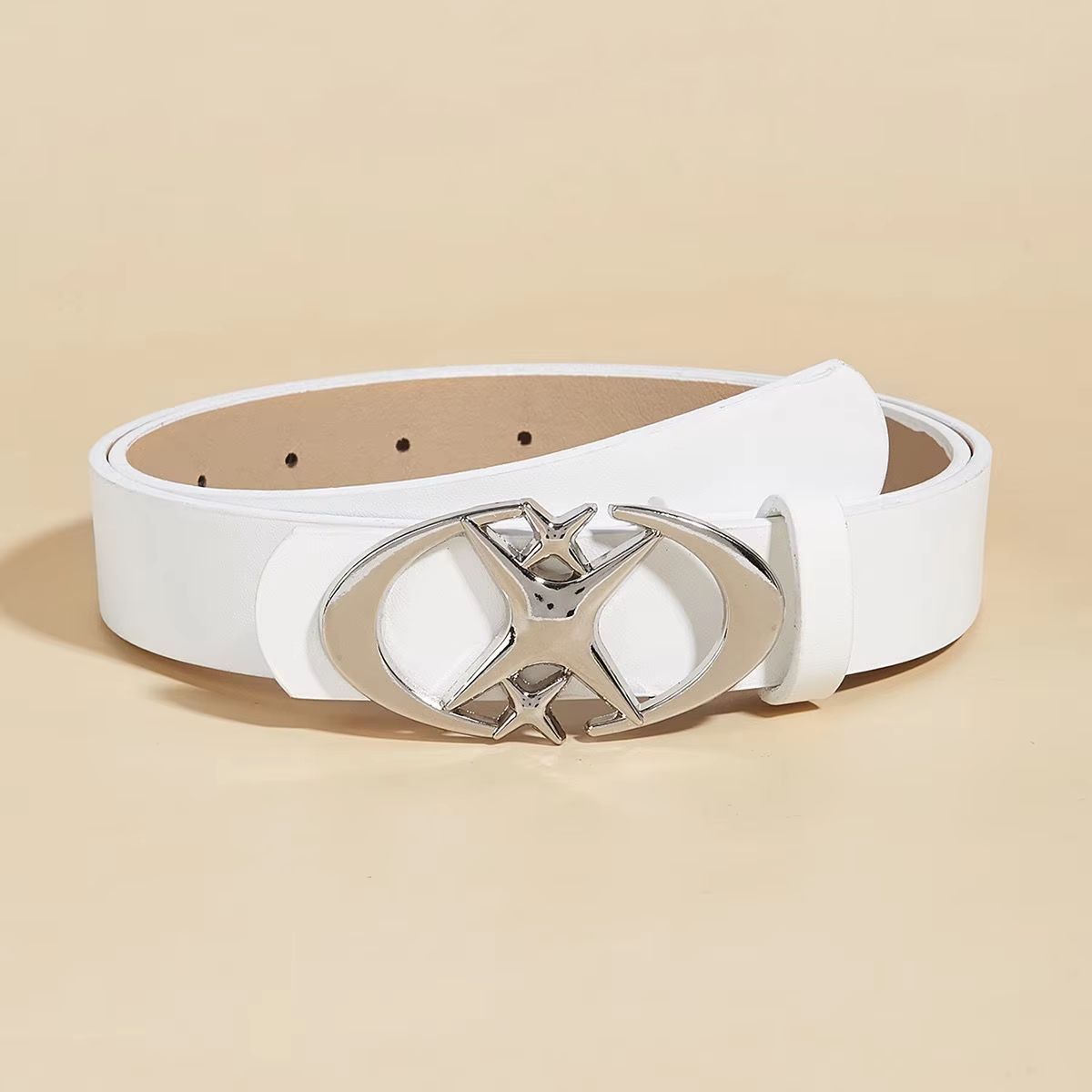 ClassicOval Cross Metal-Buckle Unisex Belt – Durable Simple Style