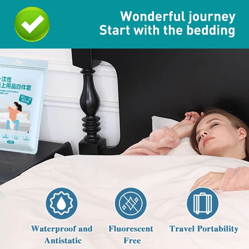 Disposable Travel Bedding Set Thickened Bed Sheet Duvet Cover and Pillowcases
