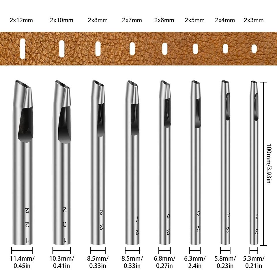 Leather Punch Set, Heavy Duty Oval Shape Punches, Precision Hole Punch Tool