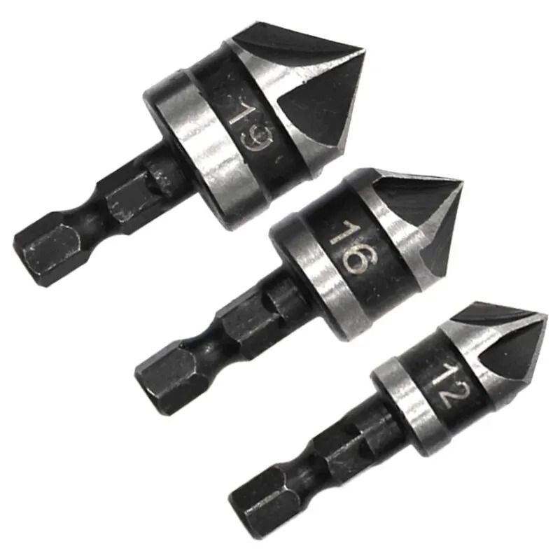 3 Piece Hexagonal Shank Countersink Drill Bit Set