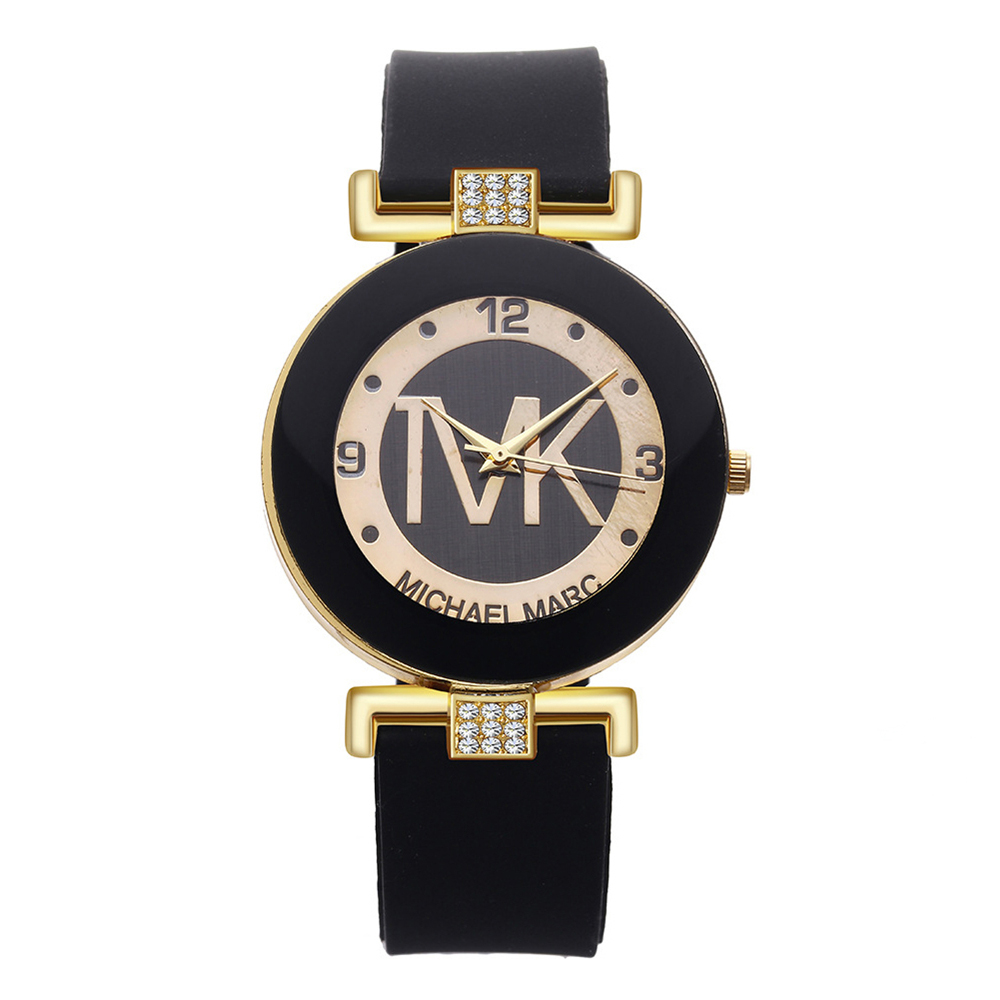 Womens Rhinestone Quartz Watch with Silicone Strap