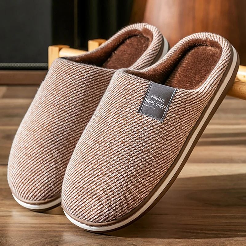 Men Winter Warm Cotton Slippers with Non Slip Sole
