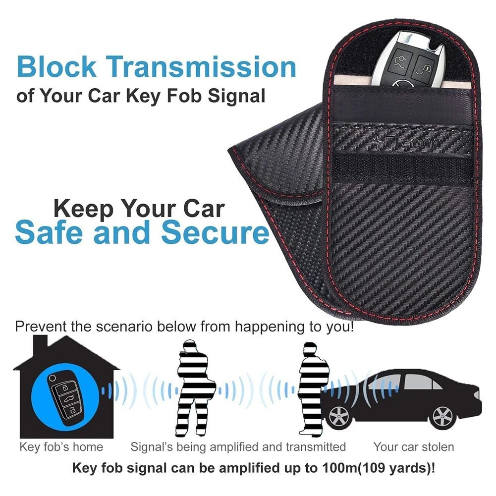 Car Key Signal Blocker Faraday Pouch RFID Protection Case Set of 2