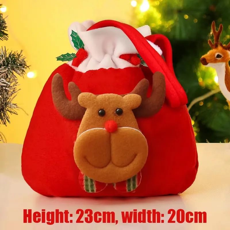 Christmas Drawstring Gift Bags with Handle Set