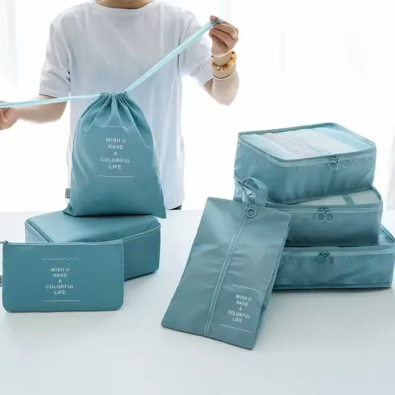 7 Piece Travel Packing Cubes Set with Shoe Bag and Pouches