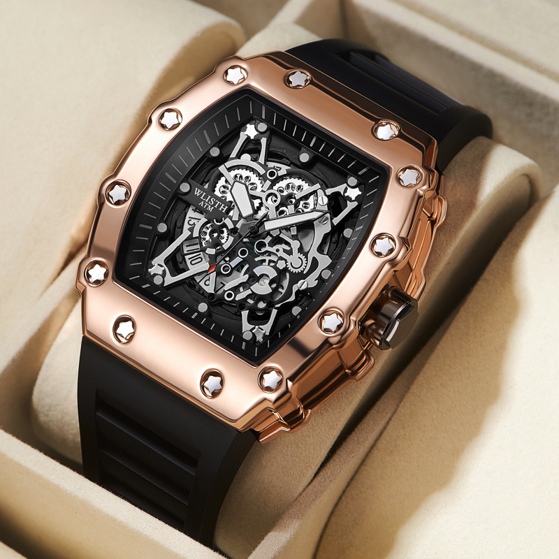 Large Dial Square Sports Watch for Men Waterproof Quartz Luminous Wristwatch
