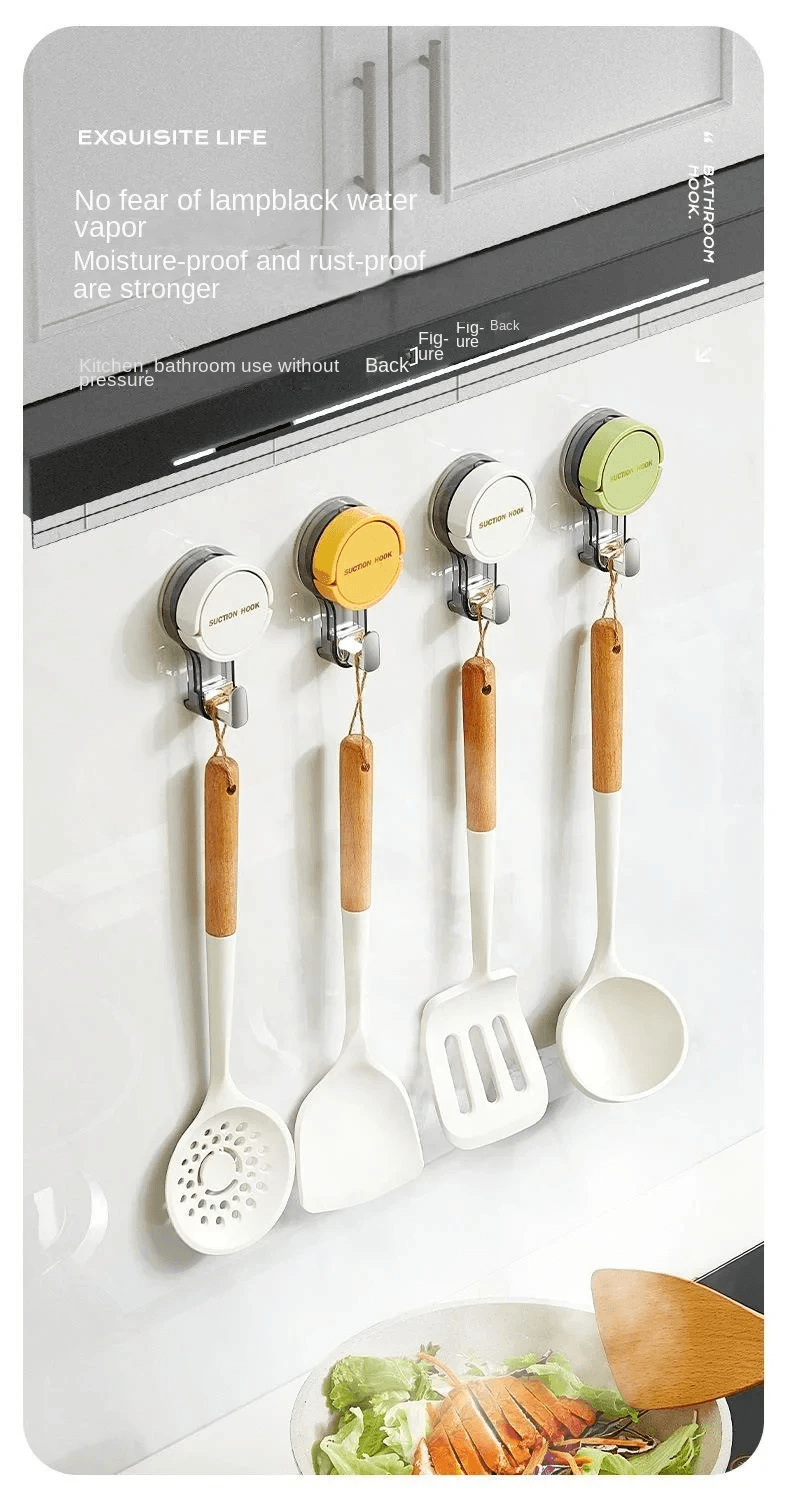 Strong Suction Hooks No Drill Vacuum Adhesive Wall Hooks for Bathroom and Kitchen