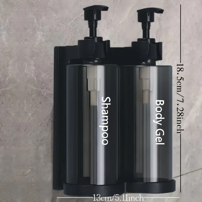 Wall Mount Shower and Lotion Dispenser Waterproof Shampoo Gel Container with Clear Window for Home or Hotel Bathroom